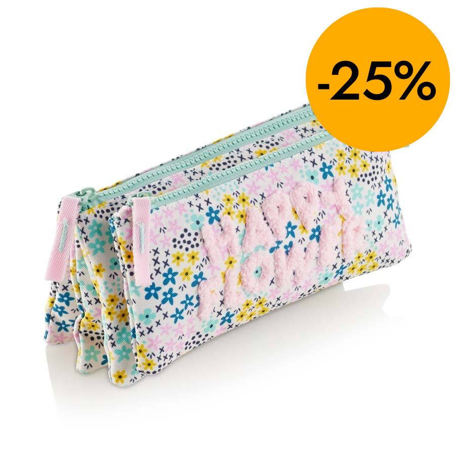 Estuche cu&aacute;druple reciclado Miquelrius Happy Flower