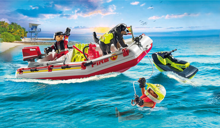 Playmobil City Bote Bomberos con Moto 71464