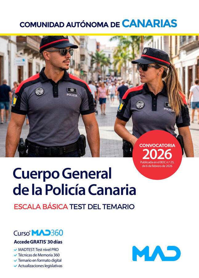 Cuerpo General de la Polic&iacute;a Canaria, Escala B&aacute;sica. Test del temario