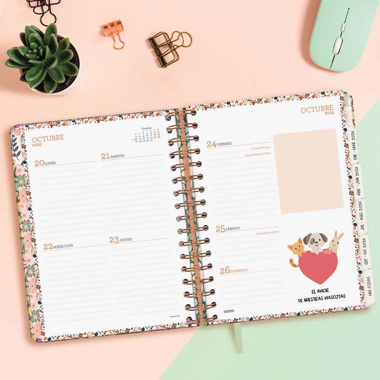 Agenda Finocam 16 meses Vitae 1/4 sem/vista cas 2025-26 verde