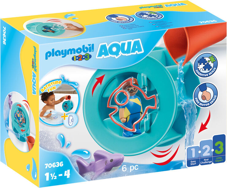 Playmobil 1.2.3 Rueda de Agua con Bebé Tiburón 70636