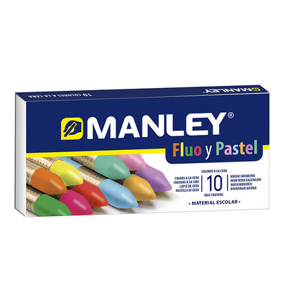 Estuche ceras grasas Manley Fluo/Pastel 10 colores