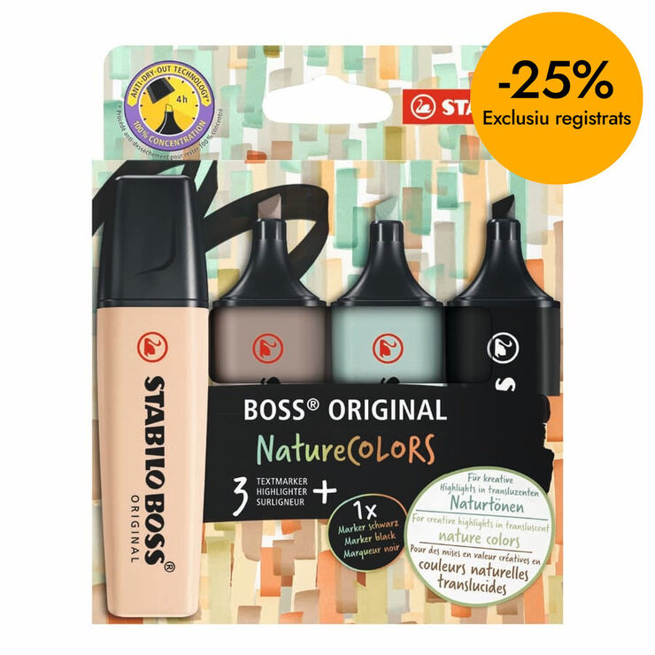 Marcador fluorescente Stabilo Boss Nature Pastel 4 colores