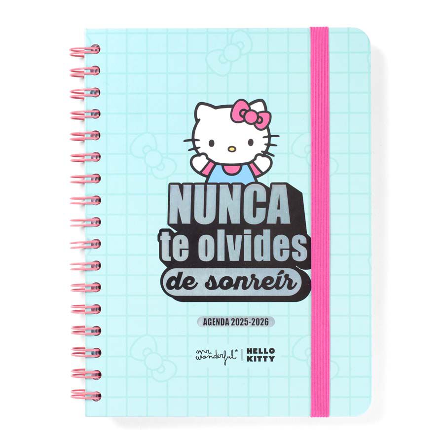 Agenda escolar Mr. Wonderful Hello Kitty setm/vista cas 2025-26 Nunca te olvides de sonre&iacute;r