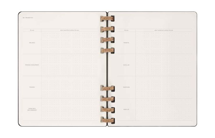 Agenda espiral Moleskine Life Planner 12m sem/vista 2025 XL negro