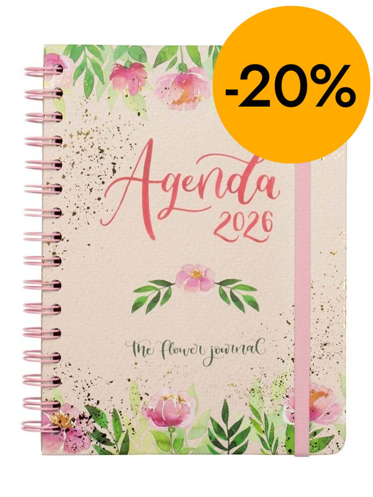 Agenda Finocam The Flower Journal E10 sem/vista horizontal cas 2026 rosa