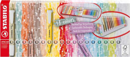 Marcadores fluorescentes Stabilo Swing Cool Nature 18 colores