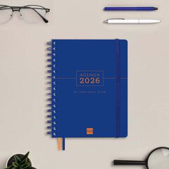 Agenda Finocam 16 meses Tempus 1/4 sem/vista vertical cas 2025-26 azul