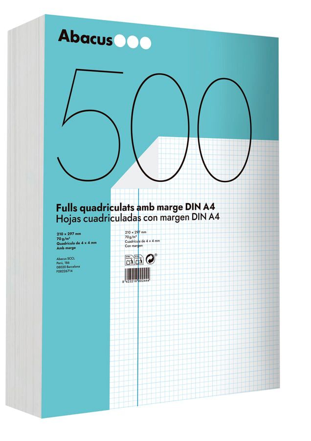 Papel impreso Abacus A4 4x4 margen 500 hojas