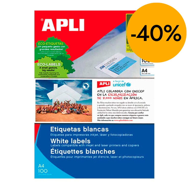 Etiqueta Apli Inkjet/Laser/Fotoc.40x105mm 100 fulls