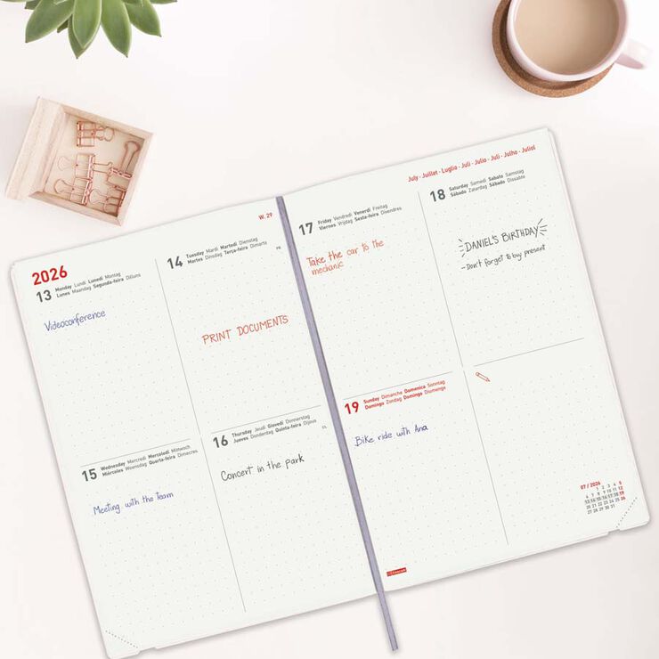 Agenda Finocam 16 mesos Dotted Y10 setm/vista mult 2025-26 bloom