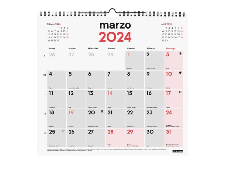 Calendario pared Finocam Escribir L 2024 cas