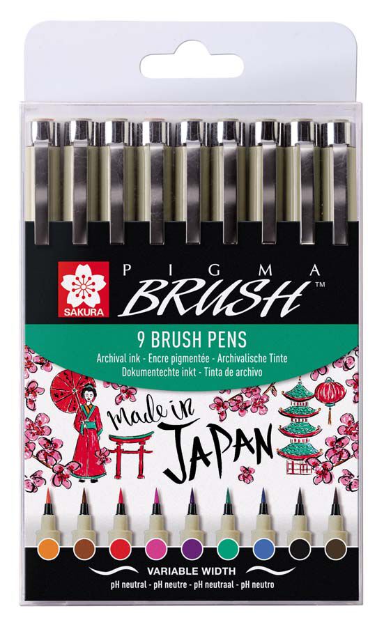 Retoladors Talens Sakura Pigma Brush 9 colors