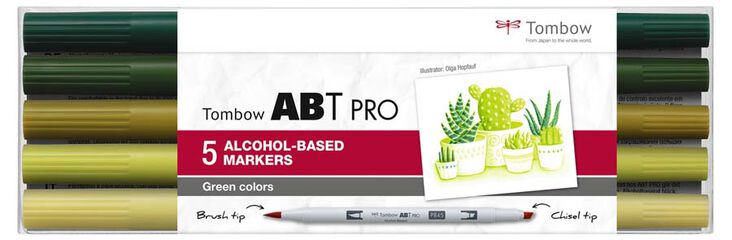 Rotulador Tombow Abt Pro Dual Brush verdes 5 colores