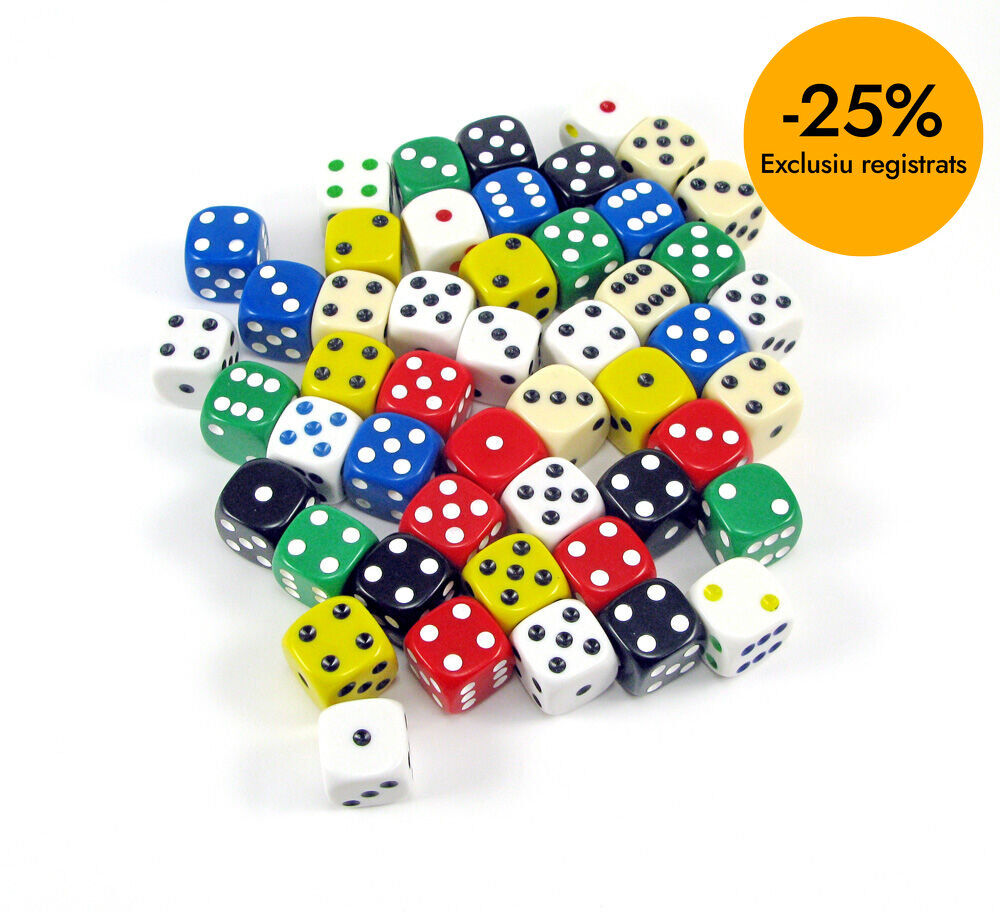 Dau 6 cares de colors 50 unitats