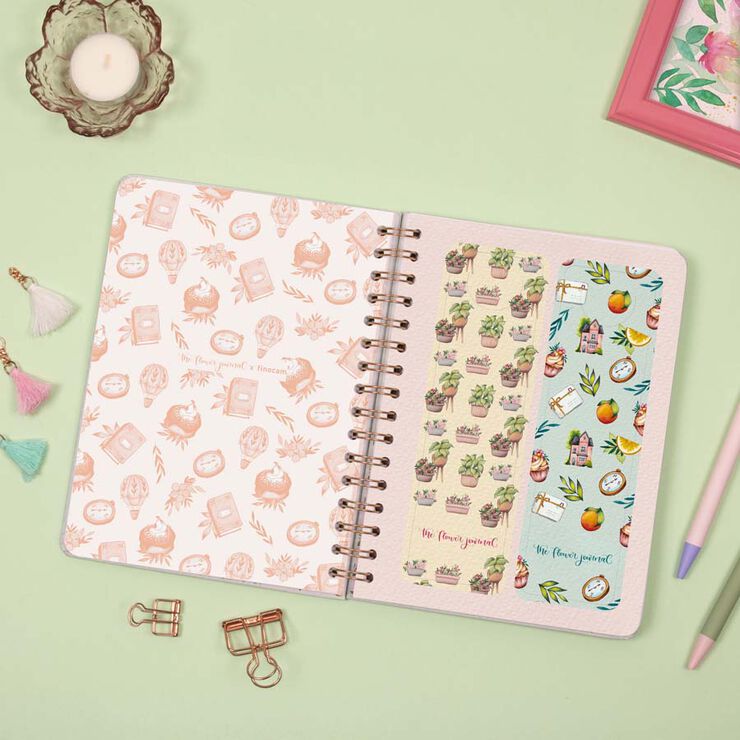 Agenda Finocam escolar The Flower Journal E10 setm/vista cas 2025-26 rosa