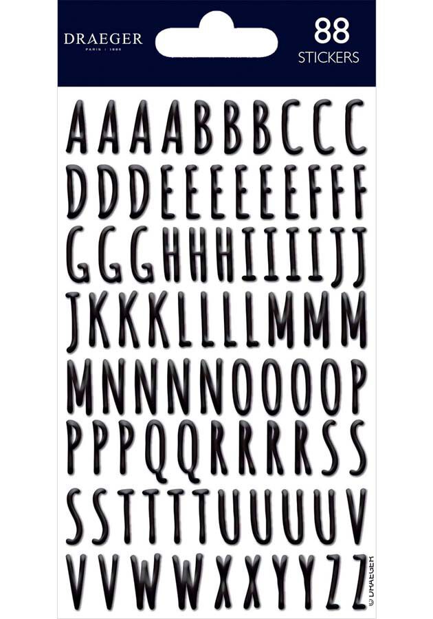 Stickers Draeger Abecedario negro 84u