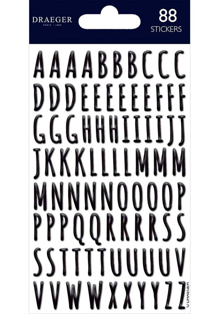 Stickers Draeger Abecedario negro 84u