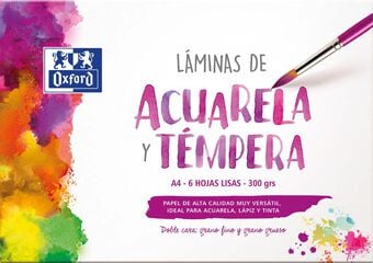 Láminas acuarela/témpera Oxford A4 300g 6 hojas