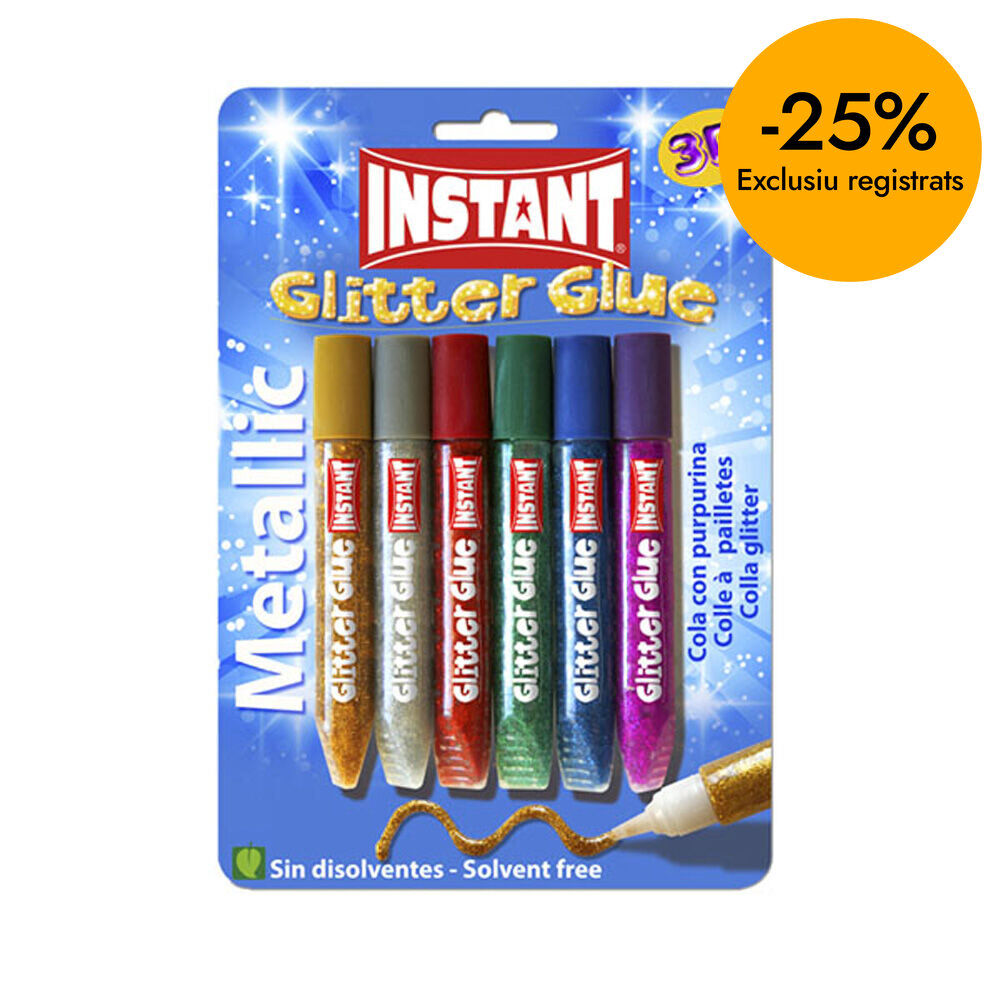 Cola Instant Glitter Metallic de 6 colores
