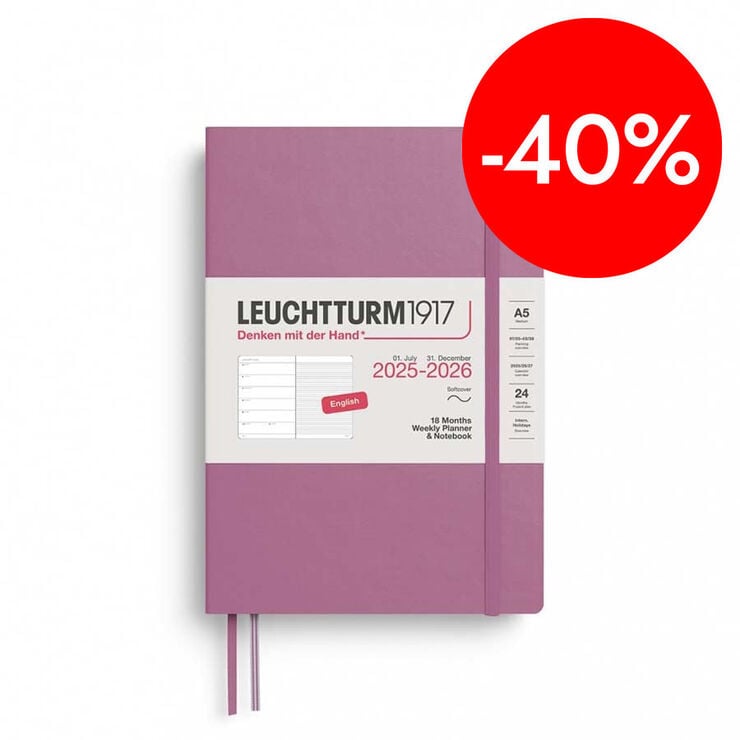 Agenda 18 meses Leuchtturm A5 sem/vista 2026 rosa