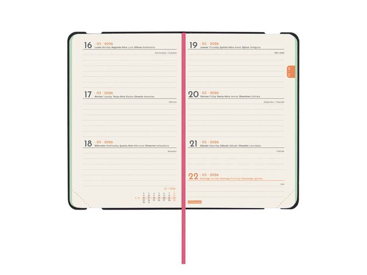 Agenda Finocam Joy F2 sem/vista horizontal cas 2026 Bloom