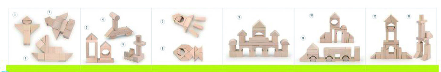 Bloques de construcción de madera natural 100 piezas