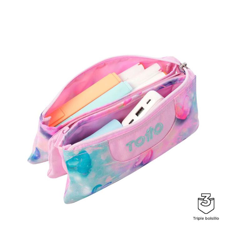 Estuche triple Totto Glitter Shiny Heart