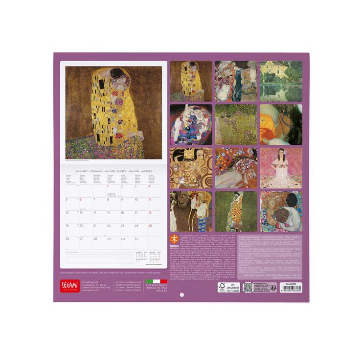Calendari paret Legami 30x29cm 2026 Klimt