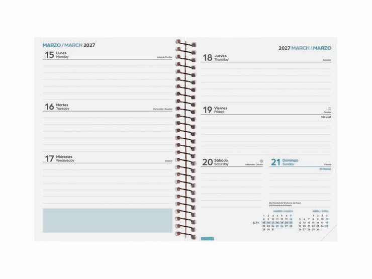 Agenda Escolar Finocam Secundaria 1/8 Sem/Vista Castellano 2026-27 Negro