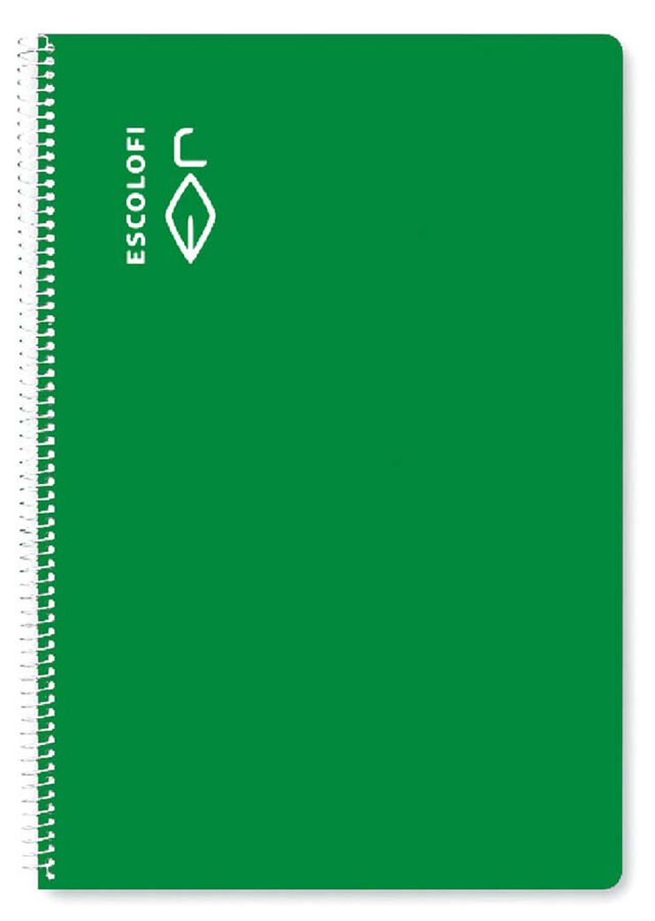 Libreta A5 espiral 50H ratlla horitzontal marge Escolofi Verde