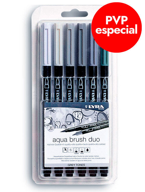 Rotuladores Lyra Aqua Brush Duo Primarios 6 colores