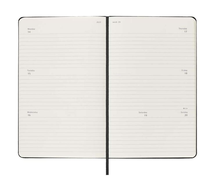 Agenda Moleskine 12m sem/vista 2025 horizontal L negro
