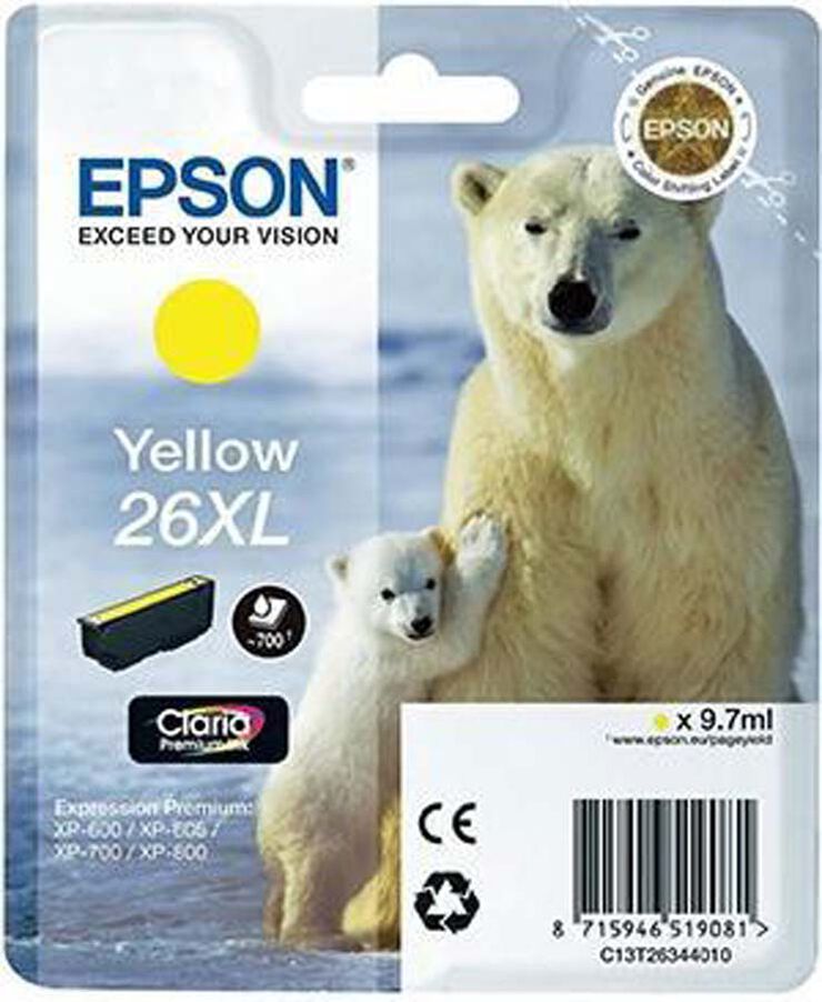 Cartucho original Epson T26XL amarillo - C13T26344012