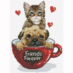 Kit Punto de cruz Ladybird Gato y Perro