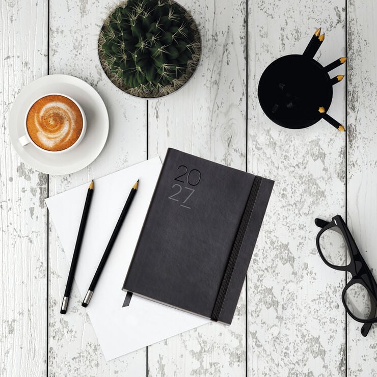 Agenda Miquelrius Journal Semana Vista Multiling&uuml;e 2027 Luxor Negro