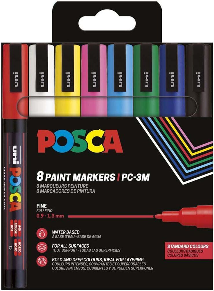 Rotuladores Posca PC-3M 0,9-1,3mm Basics 8 colores