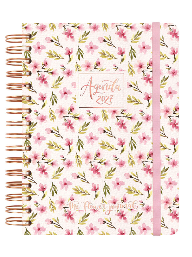Agenda Finocam Flower Journal D&iacute;a P&aacute;gina 2027 Catal&aacute;n Rosa