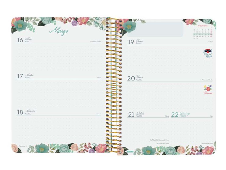 Agenda Finocam 16 meses Cloe E10 sem/vista cas 2025-26 rosa