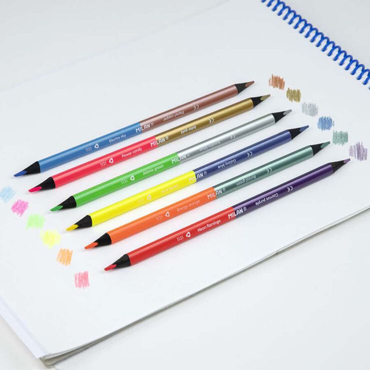 Llapis de colors Milan Bicolor Fluo/Metall 6 colors