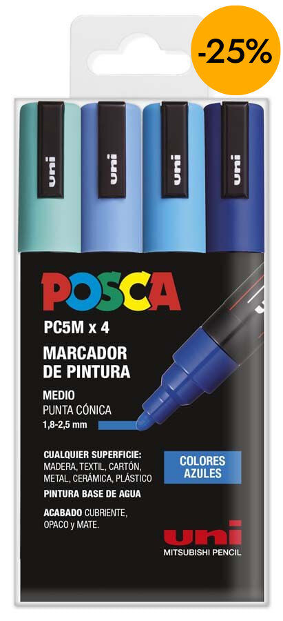 Retoladors Posca PC-5M 1,8-2,5mm blaus 4 colors
