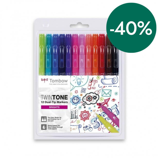 Retoladors Tombow TwinTone Brillants 12 colors