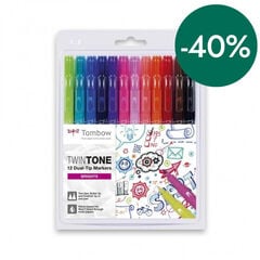 Rotuladores Tombow TwinTone Brillantes 12 colores