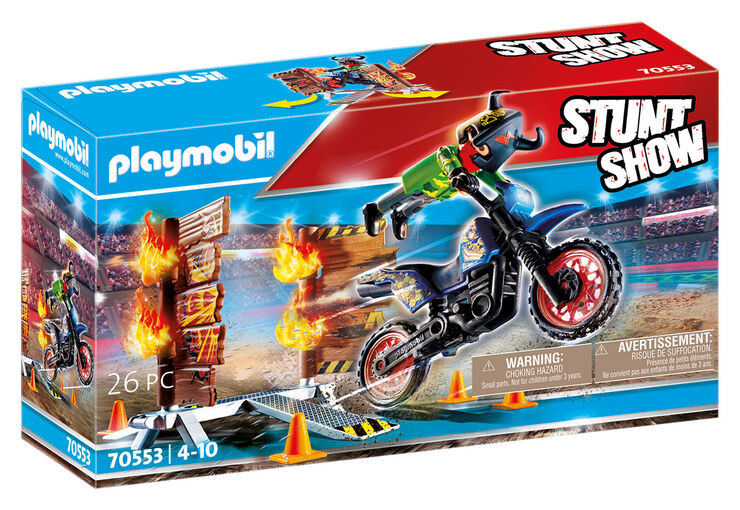 Playmobil Stuntshow Moto con muro de fuego 70553