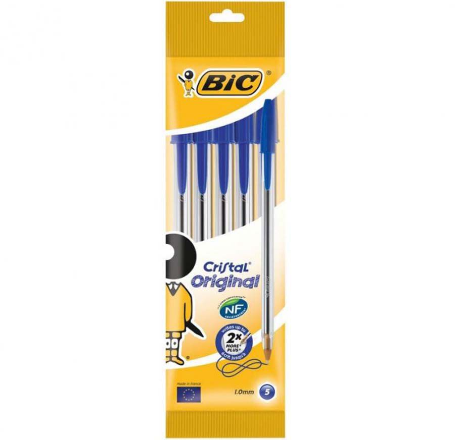 Bol&iacute;grafs Bic Cristal blau 5u