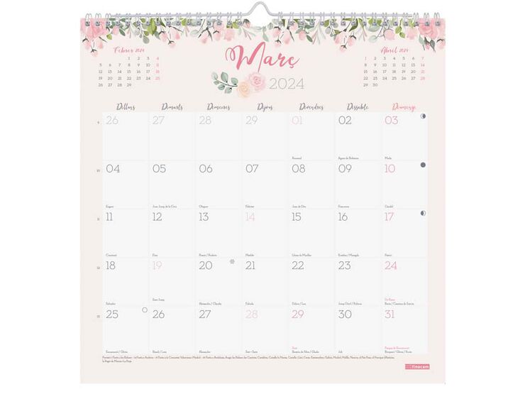 Calendari paret Finocam Design Escriu.30X30 2024 cat