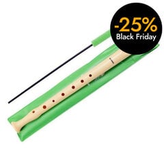 Flauta soprano con limpiador y funda verde