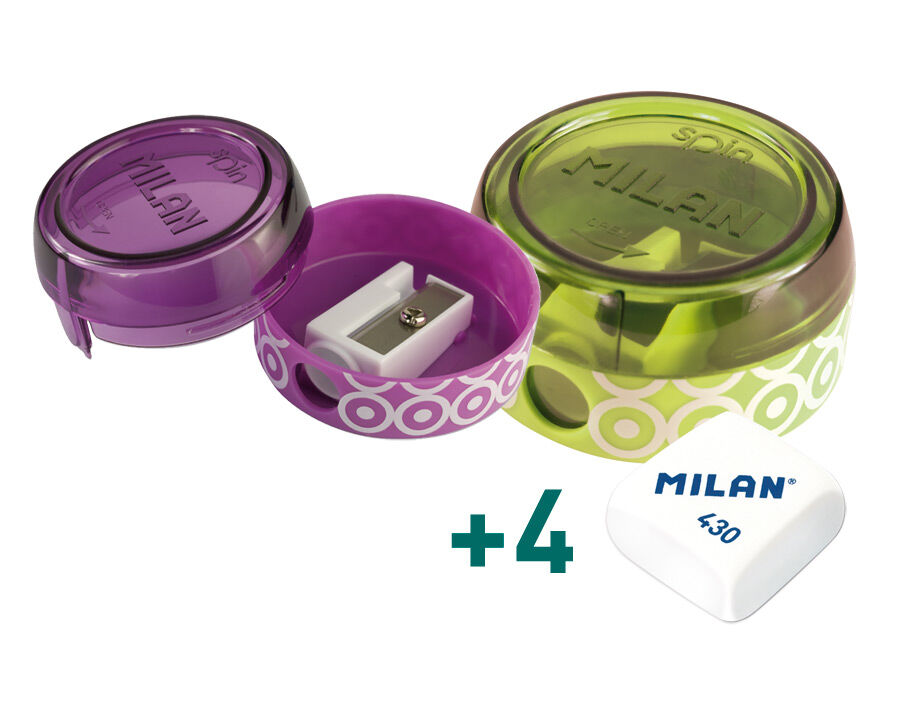 Sacapuntas Milan Spin + 4 gomas 430