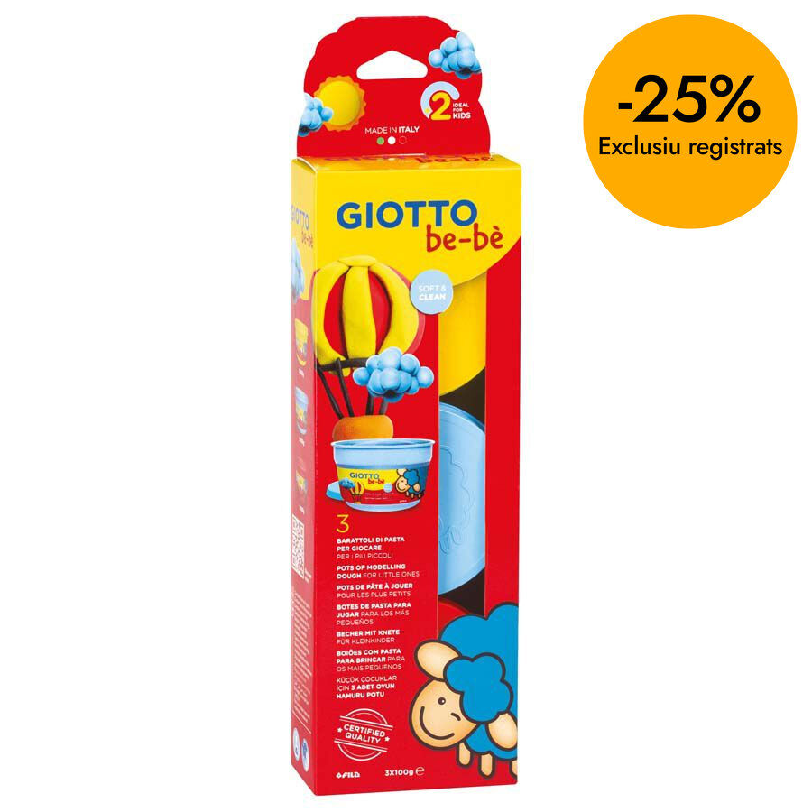 Pasta modelar Giotto Be-B&egrave; 100g 3u + Motlles
