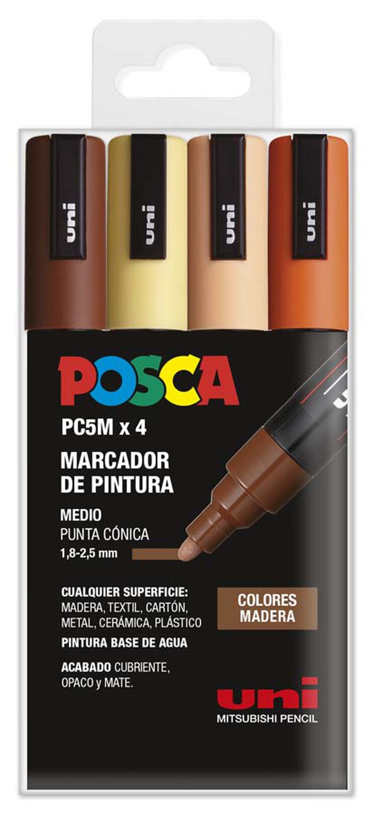 Estuche Rotuladores Posa PC-5M Madera 4 colores